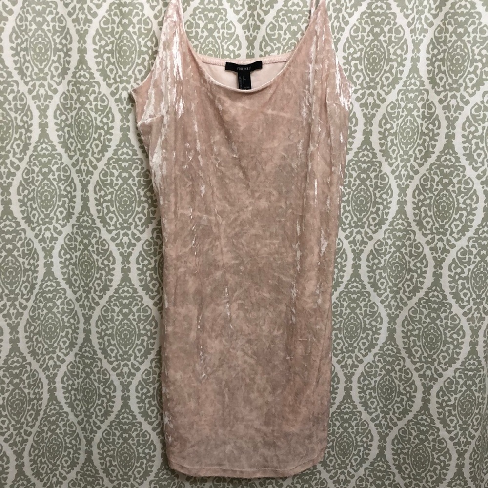 Crushed velvet baby pink babydoll dress